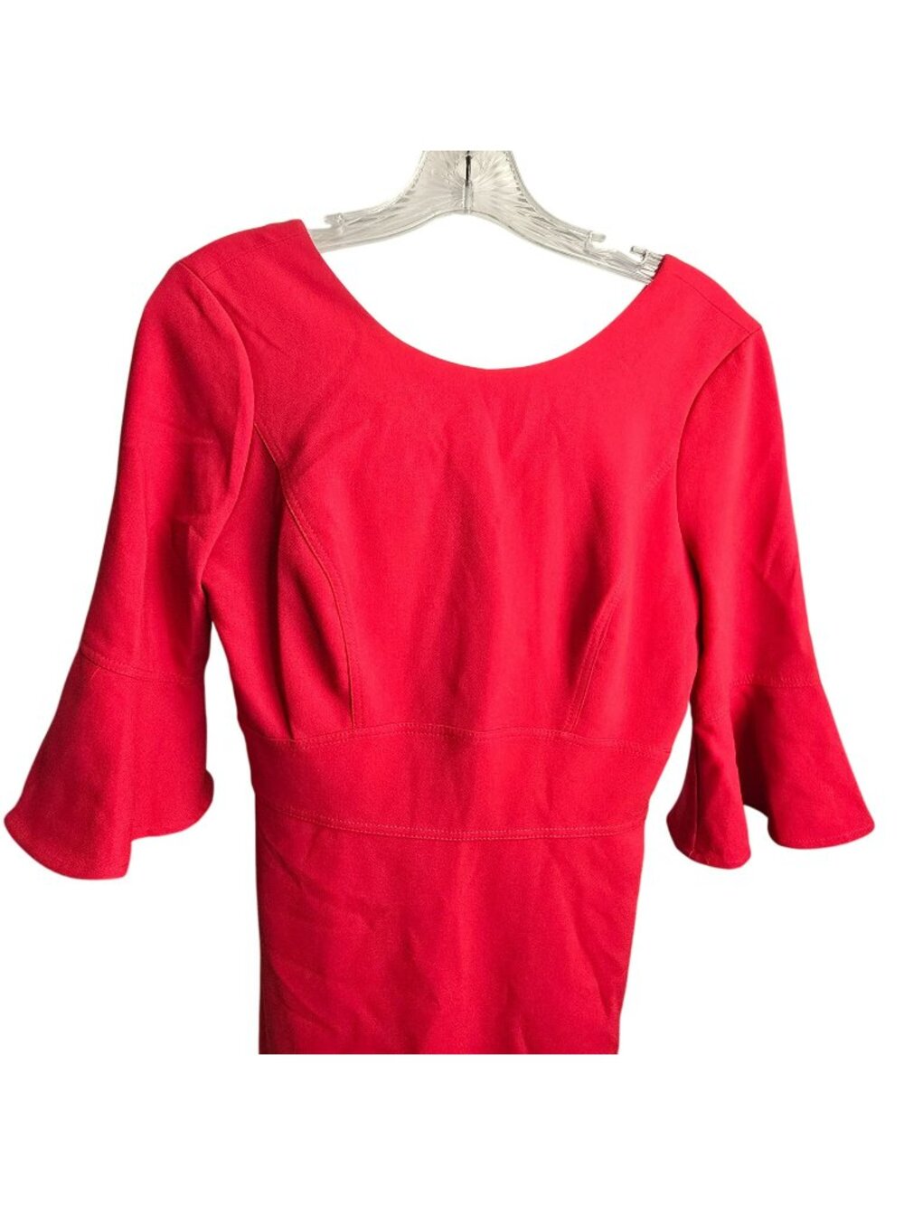 White House Black Market Red Midi Dress With Bell Sleeves Size 0 JJ3868